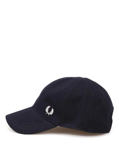 Shop Fred Perry Logo Embroidery Pique Baseball Cap In Dark Blue