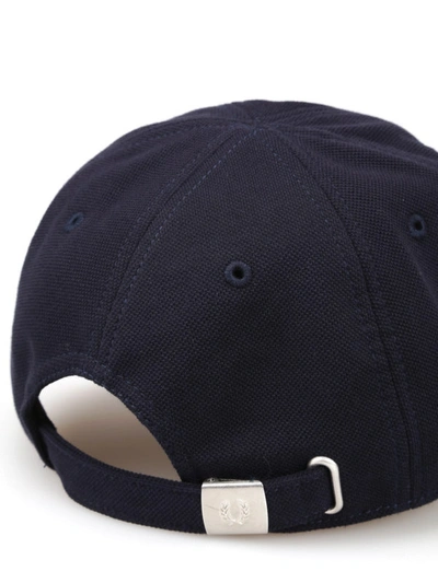 Shop Fred Perry Logo Embroidery Pique Baseball Cap In Dark Blue