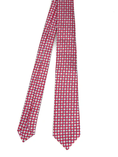 Shop Kiton Patterned Red Silk Tie