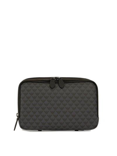 Shop Emporio Armani Monogram Pattern Organizer In Grey