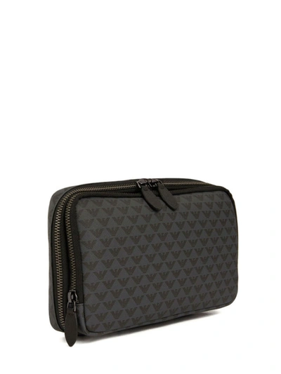 Shop Emporio Armani Monogram Pattern Organizer In Grey