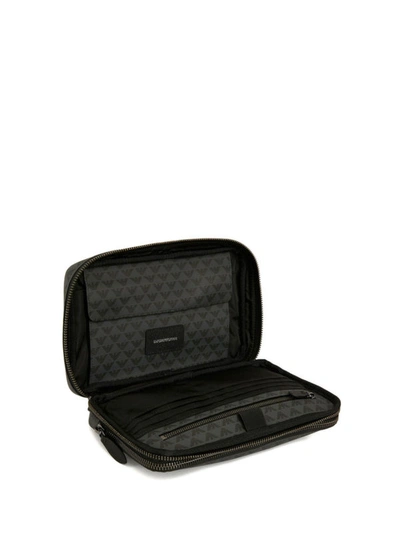 Shop Emporio Armani Monogram Pattern Organizer In Grey