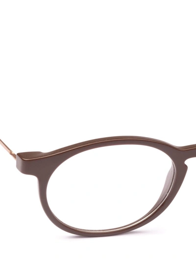 Shop Giorgio Armani Matte Brown Acetate Panto Eyeglasses In Dark Brown