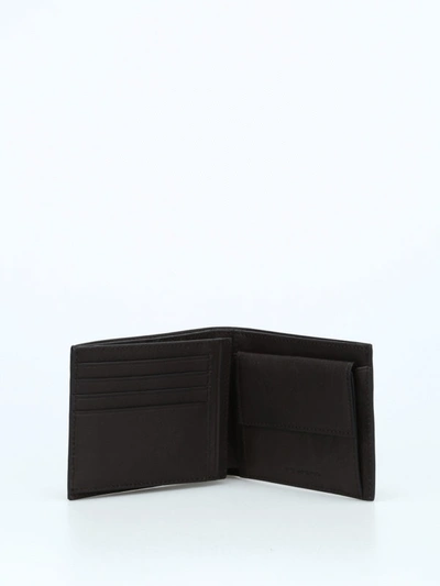 Shop Piquadro Dark Brown Leather Trifold Wallet