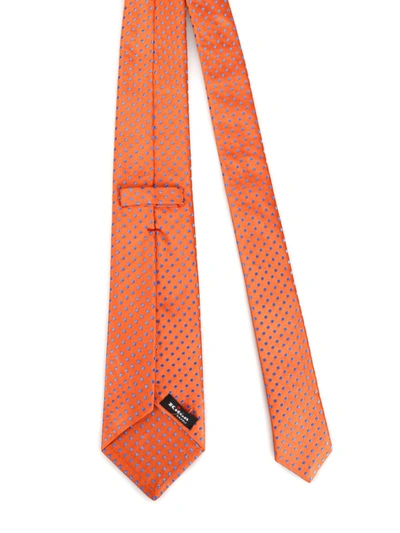 Shop Kiton Polka-dot Orange Silk Tie