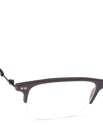 Shop Giorgio Armani Black Half Frame Rectangular Eyeglasses