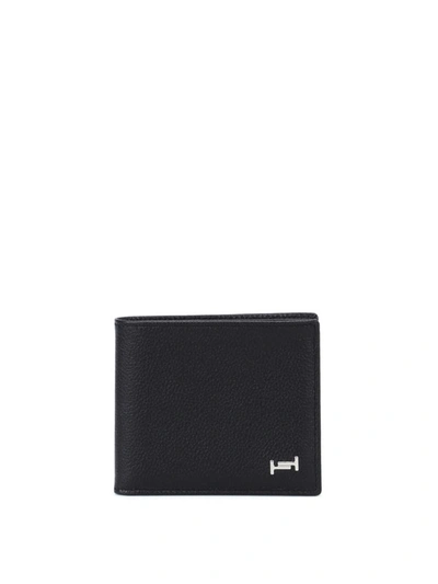 Shop Tod's Double T Leather Bifold Wallet In Black