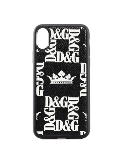 Shop Dolce & Gabbana All Over Logo Lettering Iphone X Case In Black