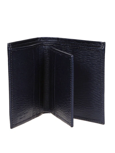 Shop Ferragamo Gancini Hammered Leather Wallet In Blue
