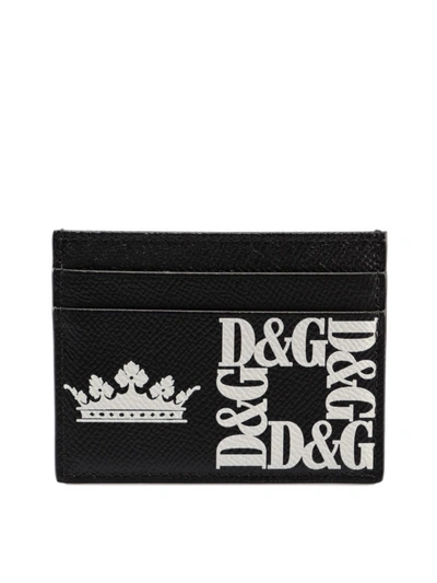 Shop Dolce & Gabbana Logo Print Leather Card Holder In Black