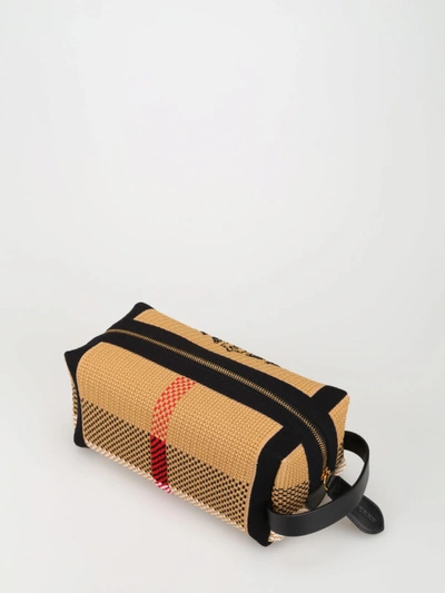 Shop Burberry Archive Crest Intarsia Knit Wash Bag In Black