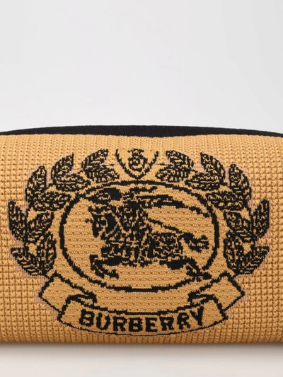 Shop Burberry Archive Crest Intarsia Knit Wash Bag In Black