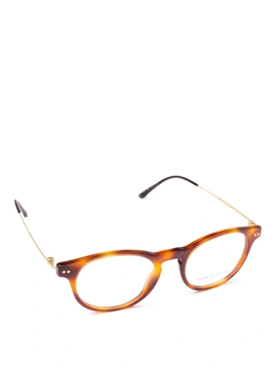Shop Giorgio Armani Tortoise Eyeglasses With Titanium Temples In Brown