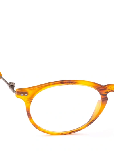 Shop Giorgio Armani Matte Amber Acetate Panto Eyeglasses In Dark Yellow