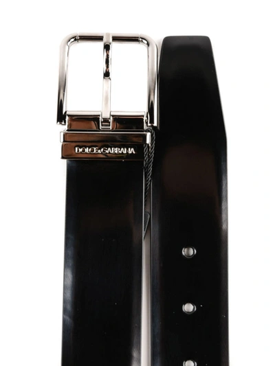 Shop Dolce & Gabbana Black Brushed Leather Classic Belt