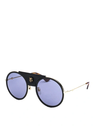 Shop Gucci Tiger Stud Sunglasses In Black