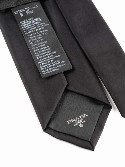 Shop Prada Logo Plaque Black Tie
