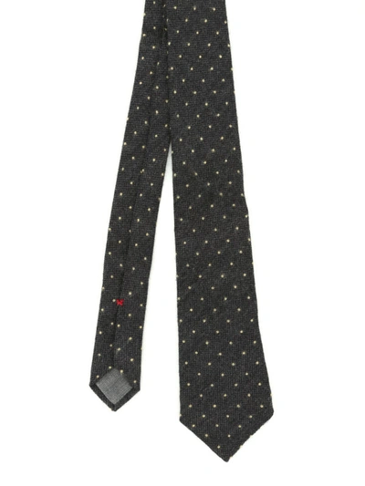 Shop Brunello Cucinelli Wool And Silk Polka Dot Tie In Dark Grey