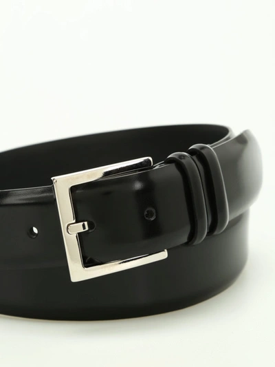 Shop Orciani Toledo Brushed Leather Belt In Black