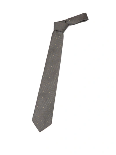 Shop Armani Collezioni Houndstooth Silk Grey Tie