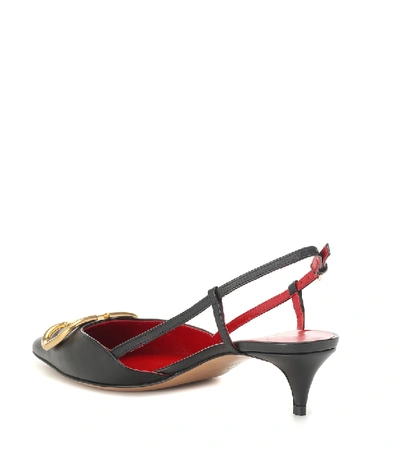 Shop Valentino Vlogo Leather Slingback Pumps In Black