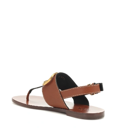 Shop Valentino Vlogo Leather Sandals In Brown
