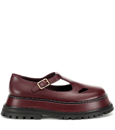 Shop Burberry Aldwych Leather Mary Jane Loafers In Red