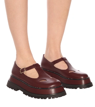 Shop Burberry Aldwych Leather Mary Jane Loafers In Red