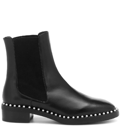 Shop Stuart Weitzman Cline Leather Ankle Boots In Black