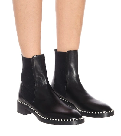 Shop Stuart Weitzman Cline Leather Ankle Boots In Black