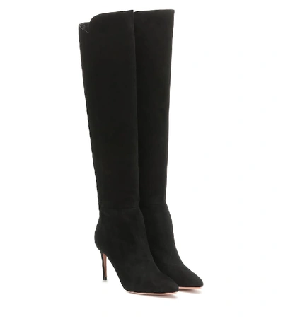 Shop Aquazzura Gainsbourg 85 Suede Boots In Black