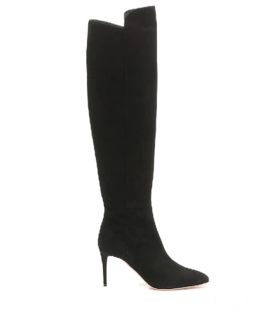 Shop Aquazzura Gainsbourg 85 Suede Boots In Black