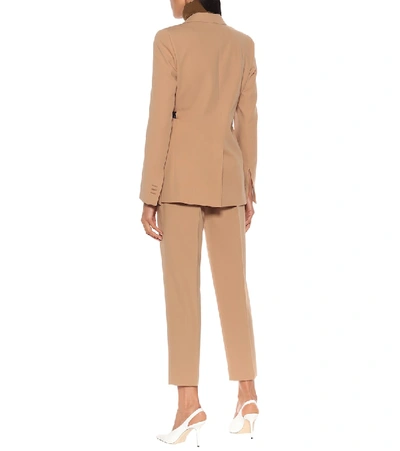 Shop Bottega Veneta Belted Wool-gabardine Blazer In Beige