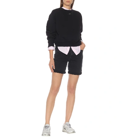 Shop Off-white Crystal-embellished Cotton Sweatshirt In Black