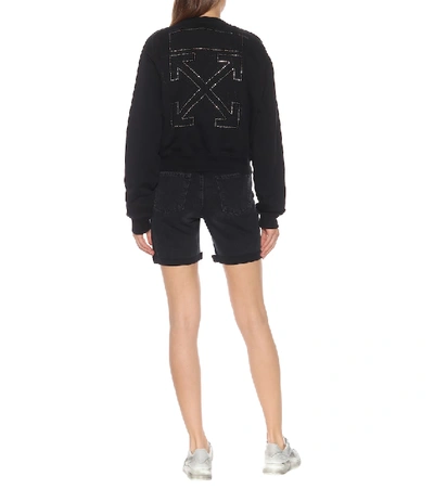 Shop Off-white Crystal-embellished Cotton Sweatshirt In Black