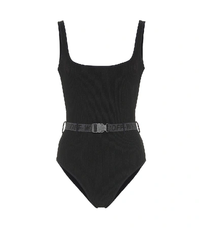 Shop Off-white Belted Swimsuit In Black