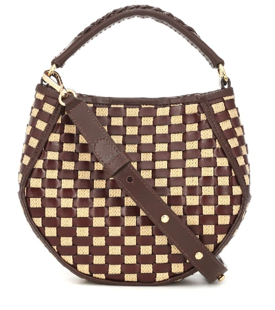 Shop Wandler Corsa Mini Leather And Cotton Tote In Brown