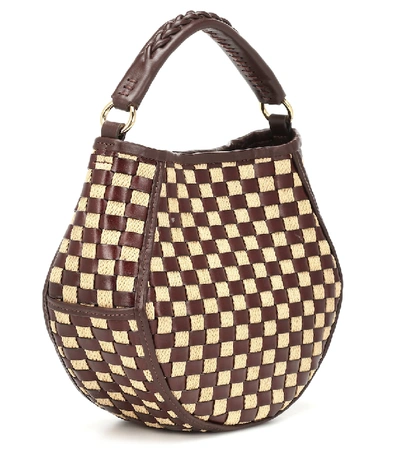 Shop Wandler Corsa Mini Leather And Cotton Tote In Brown