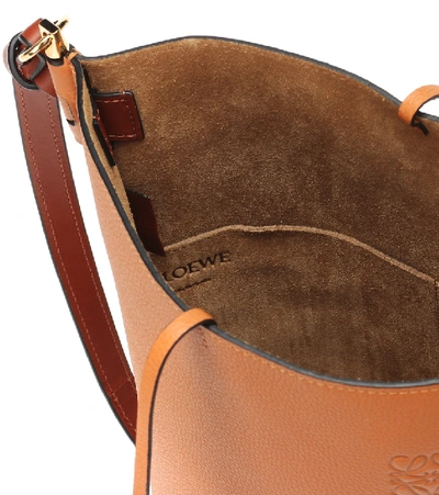 Shop Loewe Gate Leather Bucket Bag In Brown