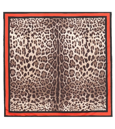 Shop Dolce & Gabbana Leopard-print Silk Scarf In Brown