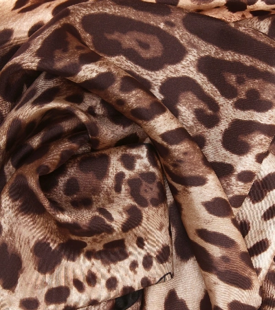 Shop Dolce & Gabbana Leopard-print Silk Scarf In Brown