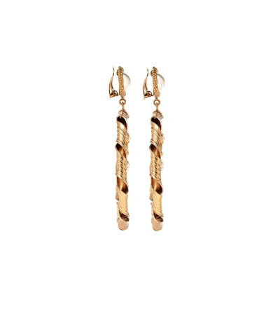 Shop Dolce & Gabbana Embellished Clip-on Hoop Earrings In Gold