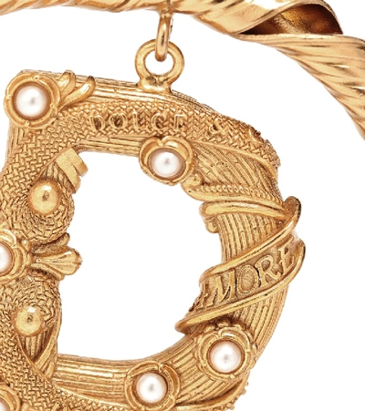 Shop Dolce & Gabbana Embellished Clip-on Hoop Earrings In Gold