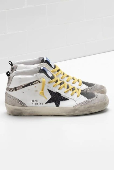 Shop Golden Goose Sneakers Mid Star White Snake Print Black Glitter Star