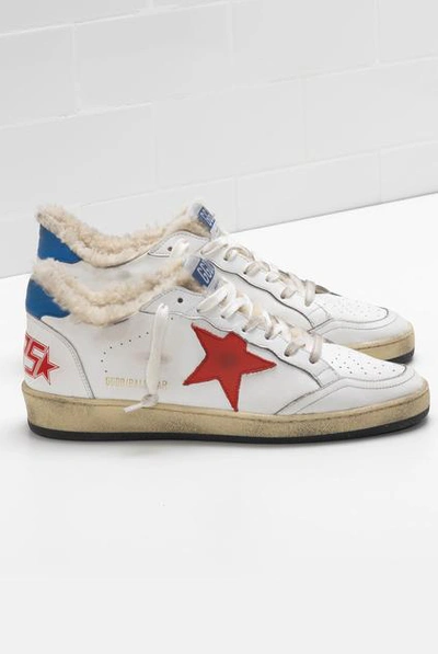 Shop Golden Goose Sneakers Ball Star White Shearling Red Star