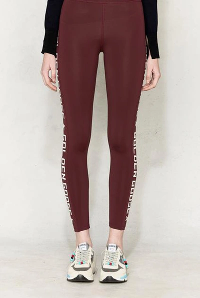 Shop Golden Goose Leggings Nori In Burgundy In Red