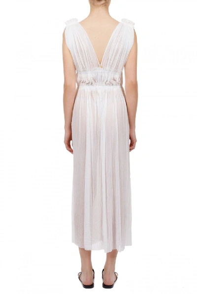 Shop Elena Makri Vereniki White Pleated Silk-tulle Midi Dress