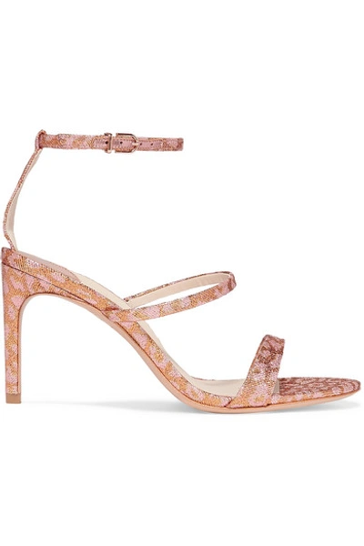 Shop Sophia Webster Rosalind Leopard-print Glittered Lurex Sandals In Pink