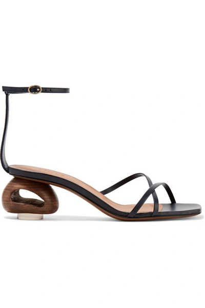 Shop Neous Phippium Leather Sandals In Midnight Blue