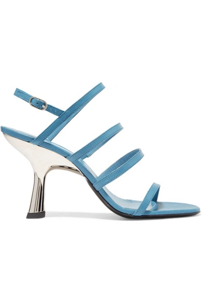 Shop Simon Miller Strappy Tee Leather Slingback Sandals In Blue
